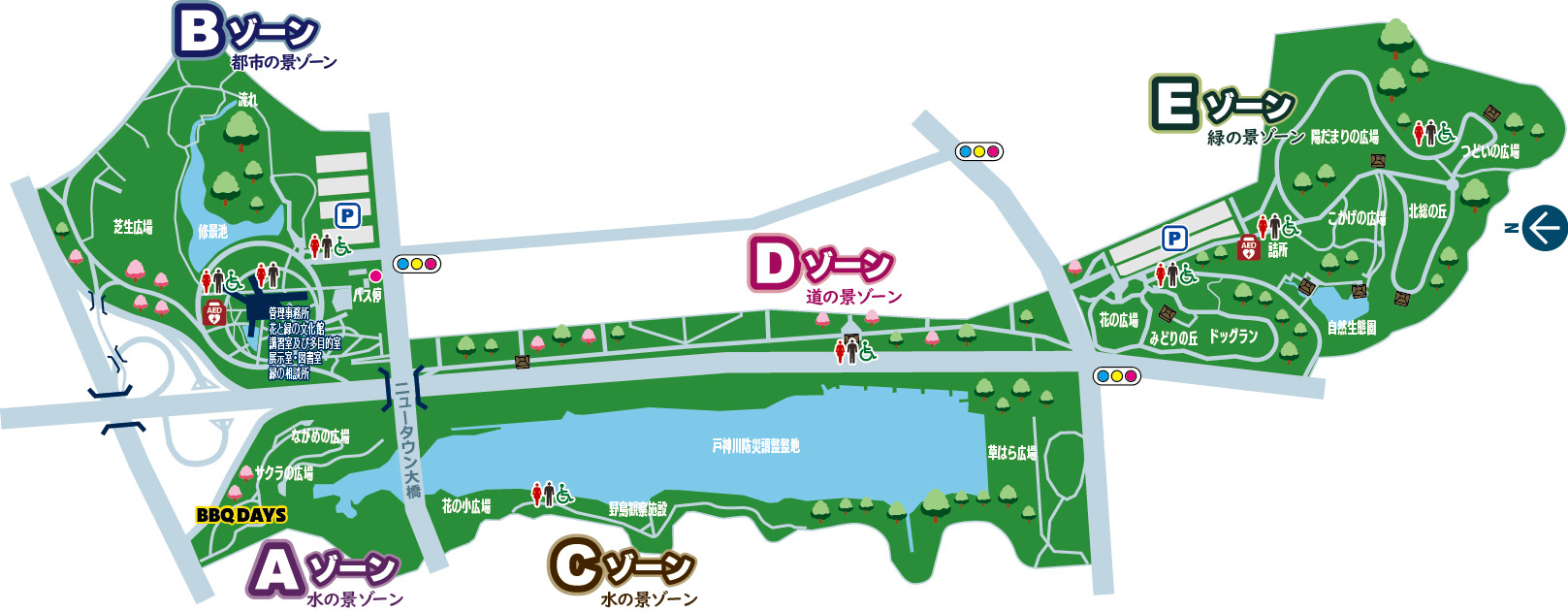 北総花の丘公園的地图,摘自官网