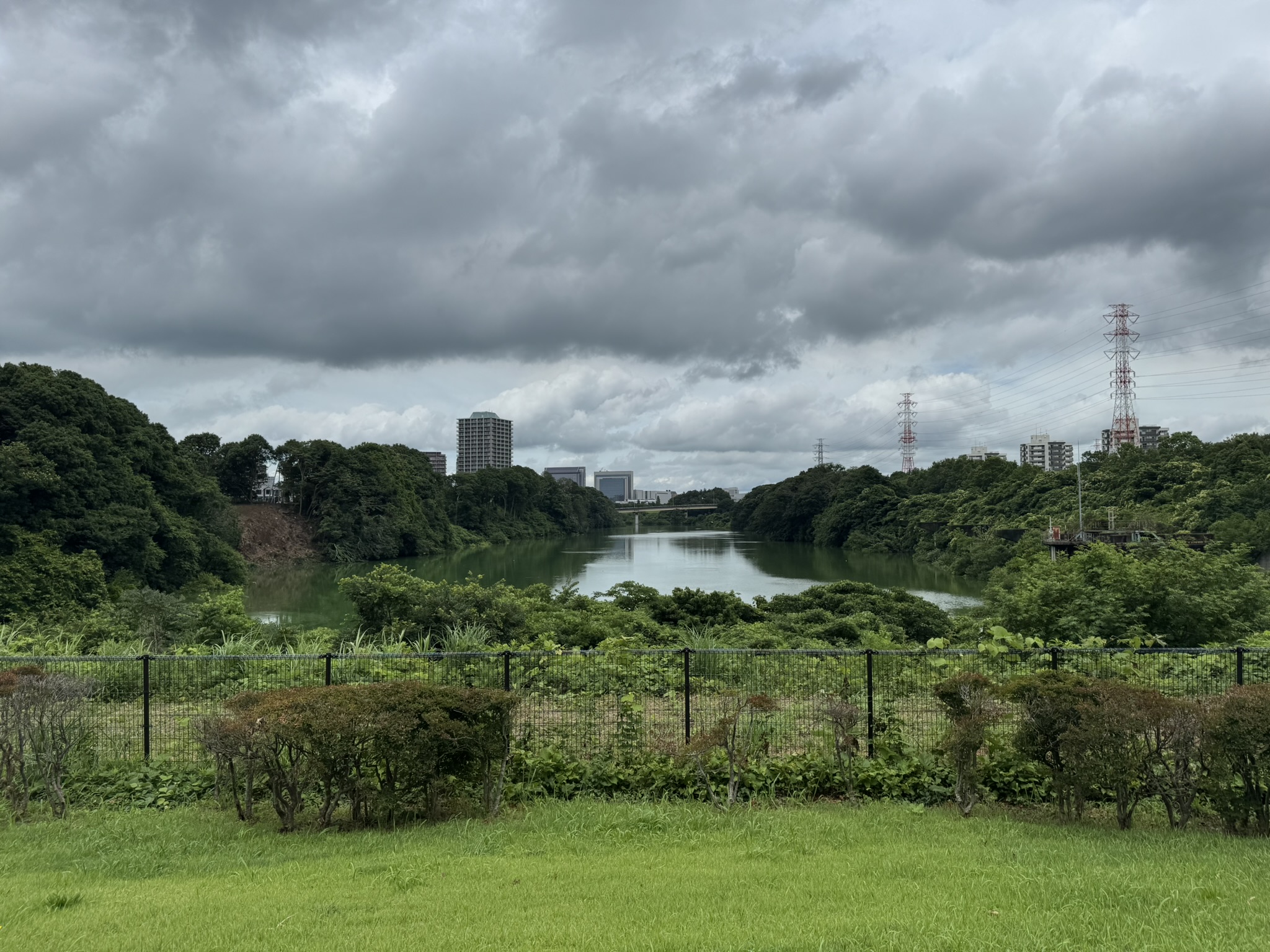 从调整池南端的广场对面的ニュータウン大橋