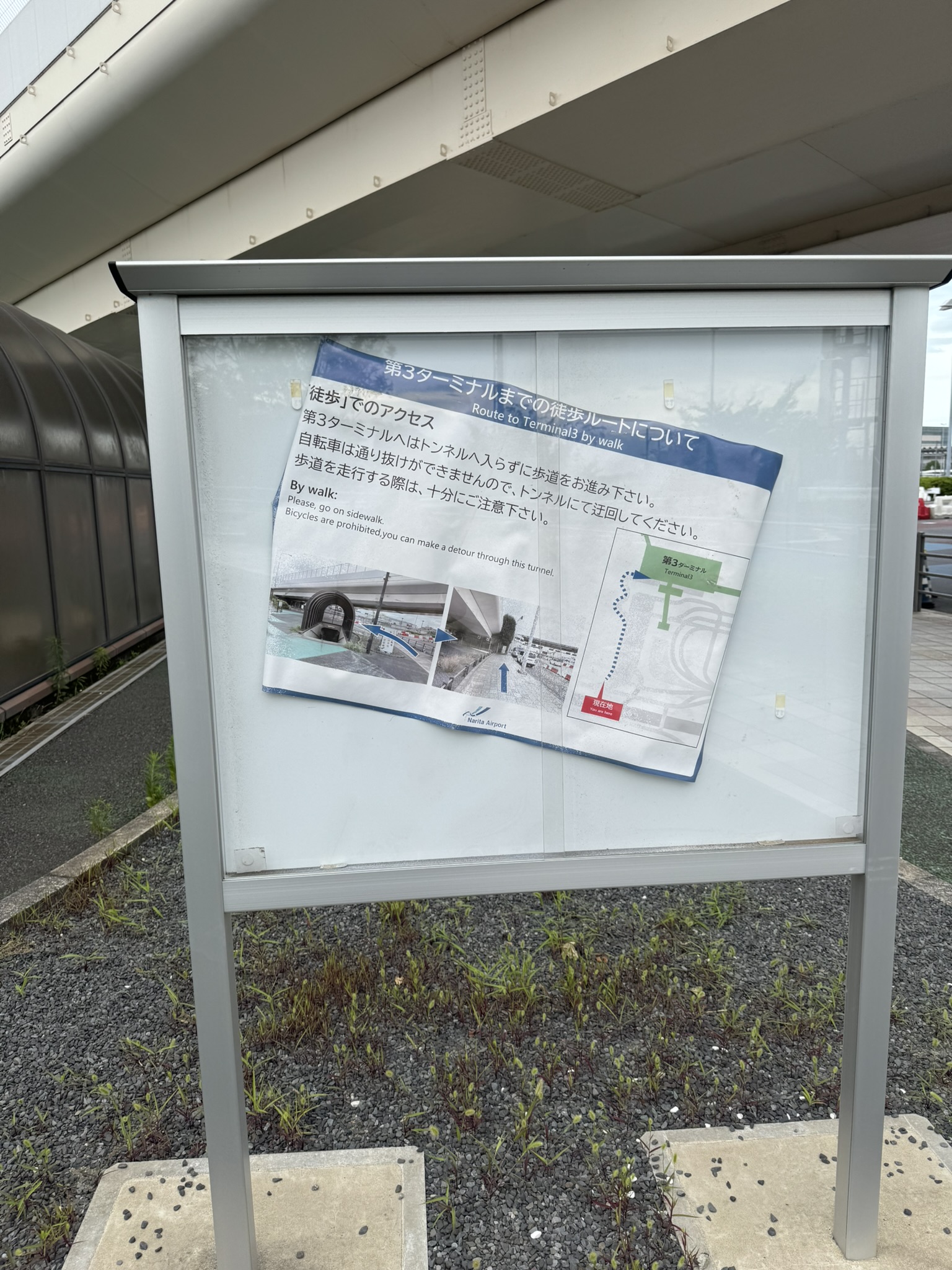 T3 入口前提示人行者应当直接从路面进入